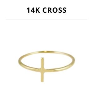 LUMO size 4.5 handcrafted cross ring, 14K gold